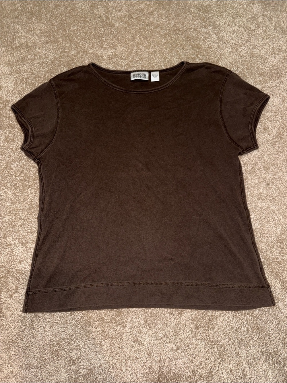 Chico's Dark Brown Short-Sleeve Crew Tee - size 2/Large